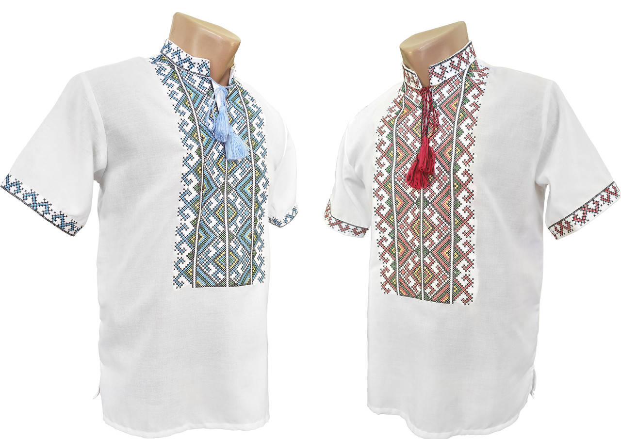 

Мужская вышиванка на домотканном полотне Гармония