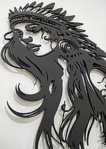 Панно 3D декоративне з об'ємом 15 мм для стін, Дівчина індіанка, 55 х 35 см, Чорний, фото 5