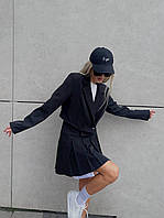 YB_Женский стильный костюм двойка (юбка + укороченный пиджак). Арт 061А520 Черный