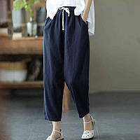 YB_Жіночі літні легкі лляні штани з льону льон Турецький Арт. 913А380 42/44 Синій