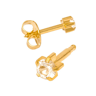 Сережки-цвяхи для вух Studex R115Y середні золото, крапан, камінь прозорий, пусети, медична сталь