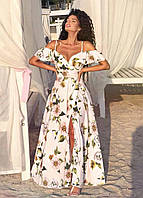 Жіноча літня довга сукня на запах 2/40/ мр 095 плаття софт вільного крою ( 42/46, 48/52 оверсайз розмір)