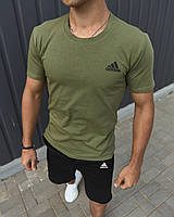 Футболка хаки Adidas спортивная мужская качественная , Летняя футболка Адидас цвета хаки классическая
