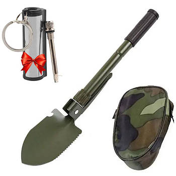 Саперна лопата 5в1 + Подарунок Вічний сірник Make Fire / Туристична саперка / Піхотна саперна лопата