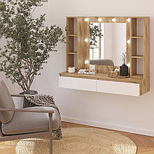 Туалетний столик підвісний з підсвіткою 1000х1200х400 мм Дуб Тахо/Білий