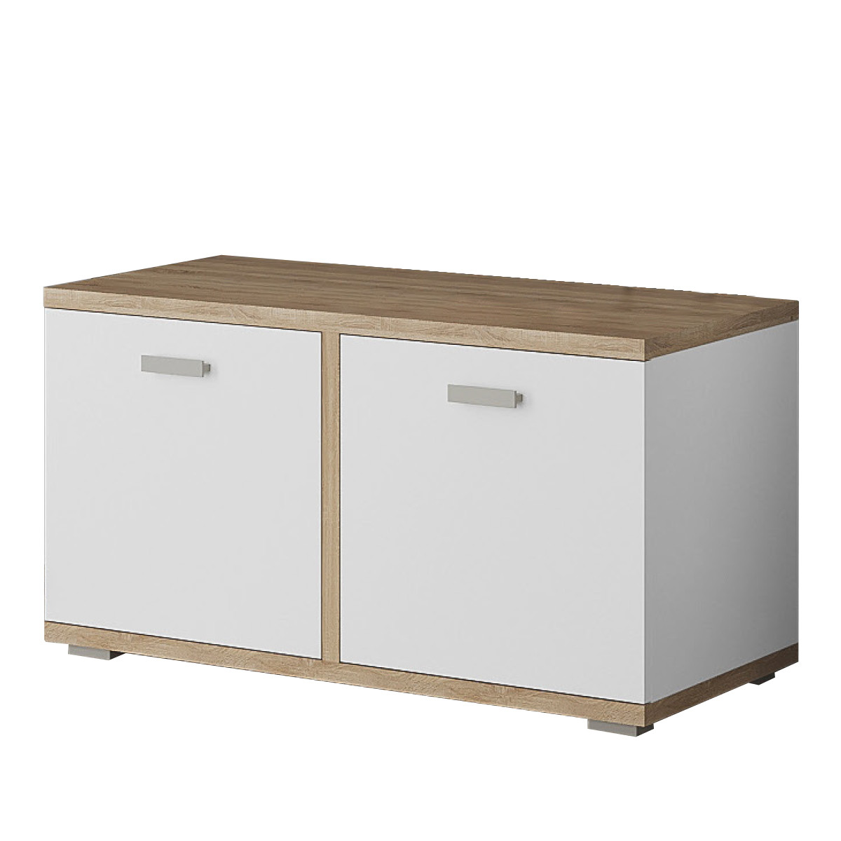 Закрита стильна вузька біла дуб сонома тумба для взуття з дверцятами 80 см у передпокій коридор ДСП Лаціо Сокме, фото 1