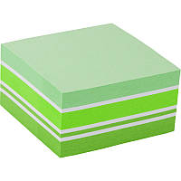Блок бумаги с липким слоем 75x75мм, 400 листов, ассорти пастельных зеленых цветов