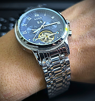 Часы наручные мужские механические стальные, карманные и оригинальные японский механизм и стальной браслет
