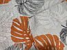 Літня ковдра-покривало 140х205см Лелека Текстиль Листя папороті помаранчеве, фото 7