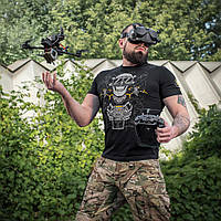 M-Tac футболка Drohnenführer Black, военная футболка, мужская летняя футболка, тактическая полевая футболка