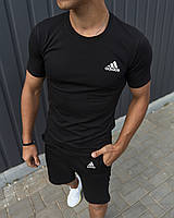 Черная футболка Adidas спортивная мужская качественная , Летняя футболка Адидас черного цвета классическая