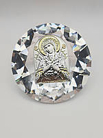 Іконка Семистрільної Богородиці на кришталі у формі діаманту