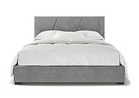Современная стильная двуспальная серая кровать велюр с мягким изголовьем и подъёмным механизмом 140х200 Блум Шик-Галичина