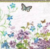 Салфетка для декупажа 33x33см - Цветы и бабочка