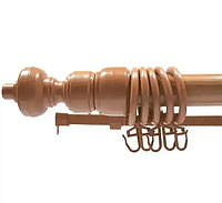 Карниз трубчатый Черешня двойной толщина 28мм с кронштейнами кольцами с крючками металлопластиковый