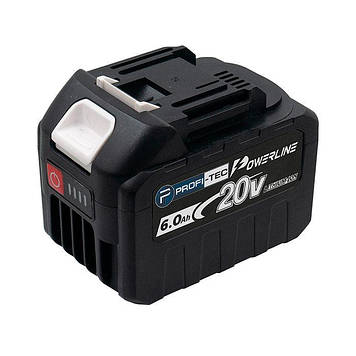 Батарея PROFI-TEC PT2060HE  20V  6.0Aг,  (елементи 10С, високострумова батарея, з індикатором)