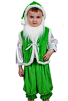 Детский карнавальный костюм Гном №1 велюр (салат) для мальчика, на рост 98 см (3-4 года)