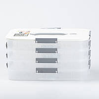 Белый четырехъярусный пластиковый контейнер для хранения и заморозки продуктов, пищевой бокс с защелками