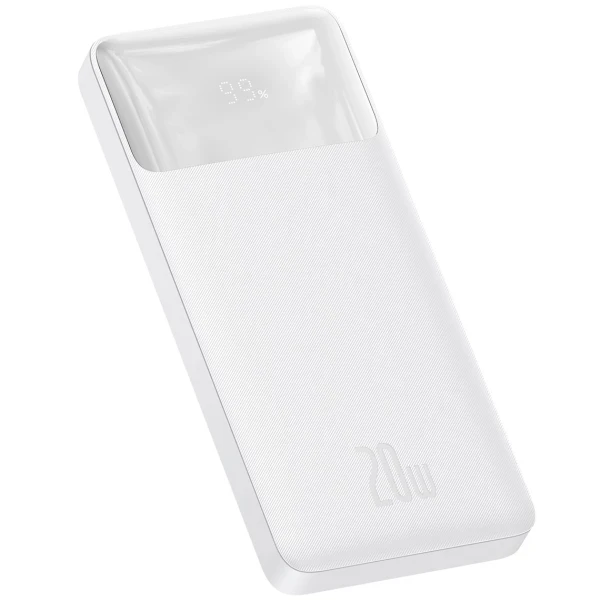 УМБ Павербанк Baseus 10000mAh 20W 3A із швидкою зарядкою Bipow зовнішній портативний акумулятор Білий