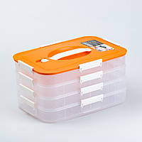 Белый четырехъярусный пластиковый контейнер для хранения и заморозки продуктов, пищевой бокс с защелками Оранжевый