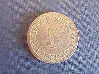 Монета 5 пфеннигов Германия империя 1890 D
