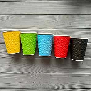 Стакан двошаровий "3D" Кольоровий мікс 350мл 90мм (25шт/уп|24уп/ящ) UMD350M