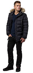Зимова чоловіча чорна куртка з хутряною облямівкою модель 31042 (ОСТАЛСЯ ТІЛЬКИ 46(S))