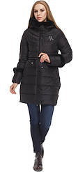 Жіноча чорна куртка зимова зі зручним капюшоном модель 2003 (КЛАД ТІЛЬКИ 44(XS))