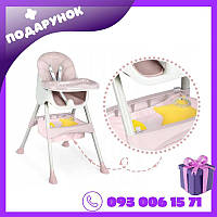 Детский стульчик для кормления с высокой спинкой и ремнями безопасности RicoKids розовый Польша