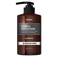 Безсульфатний відновлючий шампунь для пошкодженного волосся, аромат "Англйська Роза", 500мл KUNDAL Honey &