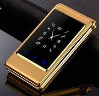 Телефон кнопочный с большим дисплеем и мощной батареей на 2 сим Tkexun A15 (Satrend A15, Dsfen A15) gold. Flip