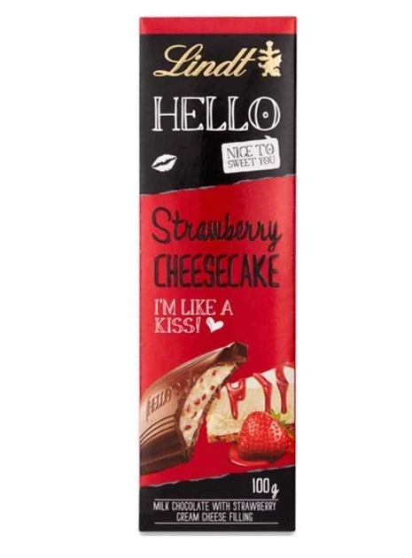 Шоколадка полуничний чізкейк Lindt Hello 100г. Німеччина, фото 1
