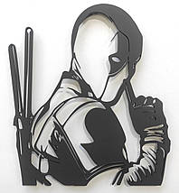 Панно 3D декоративне з об'ємом 15 мм для стін, Дедпул, 55 х 50 см, Чорний, фото 5