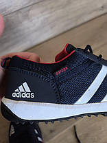 ADIDAS кроссовки сетка синие на белой плоской подошве и белыми полосами кеды демисезон, фото 5