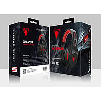 Ігрові навушники з мікрофоном Jedel GH-233 з посиленим кабелем Чорні з червоним Im_649