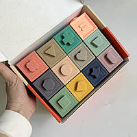 Набор силиконовых 3D кубиков ( 12штук) развивающие, тактильные для детей, подарок на годик