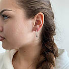 Срібні сережки кільця Конго жіночі ребристі 925 проба з родованим покриттям (ф. 2 см), фото 9