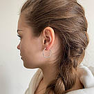 Срібні сережки кільця Конго жіночі ребристі 925 проба з родованим покриттям (ф. 2 см), фото 8