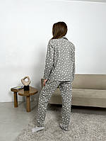 Жіноча піжама домашній костюм 3-ка з білими зірочками COSY (штани+сорочка+футболка) бєжева Im_1550
