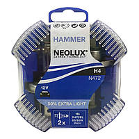 Лампа автомобільна галогенна  NEOLUX HAMMER H4 Extra Light +50% N472EL 2 шт (756800)