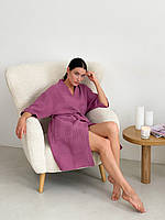 Женский вафельный халат кимоно, розовый терракот. Im_1290
