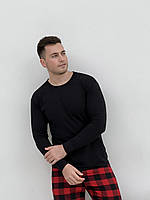 Домашняя пижама для мужчин COSY из фланели (штаны+лонгслив черный) красно/черные Im_1300