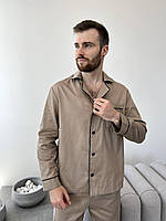 Пижама мужская COSY из сатин (штаны+рубашка), Iced Coffee Im_1890