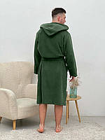 Мужской флисовый халат COSY с капюшоном хаки(зеленый) Im_1350