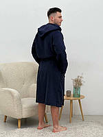 Мужской флисовый халат COSY с капюшоном синий Im_1350