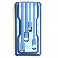 Внешний аккумулятор с солнечной панелью Power bank UKC 8285 10000 Mah зарядка кабель 4в1 Синий Im_349