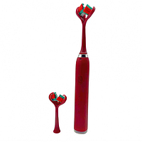 Ультразвуковая зубная щетка электрическая с двойной головкой на 3 режима Красная Im_249