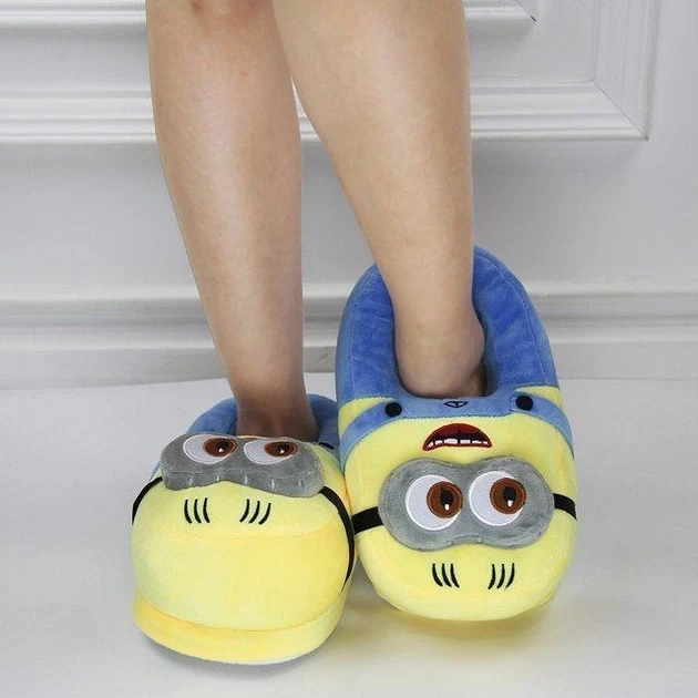 Тапочки кігурумі іграшки Kigurumi Міньйони Домашні Кімнатні Плюшеві Тканинні Синій з жовтим 35-42