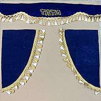 Комплект штор ТАТА (ламбрекен лобового стекла, уголки бокового стекла) (синий L= 2,2 м) ТАТА-01