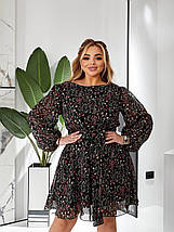 Весняне стильне шифон плаття міді з довгими рукавами розміри батал, фото 3